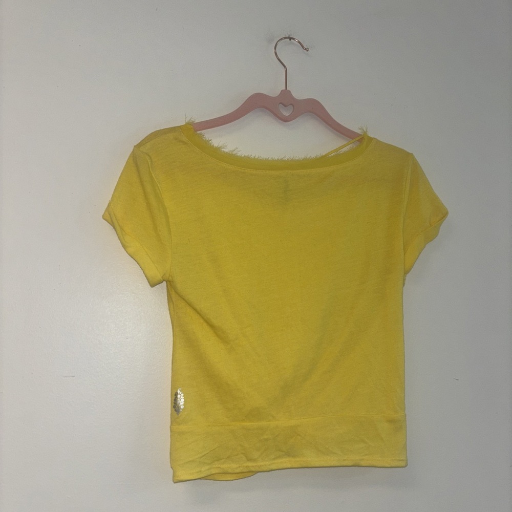 Free People Womens Shirt Sz Sm Butter Yellow Short Sleeve Tshirt Tee Active Gym - Picture 6 of 8